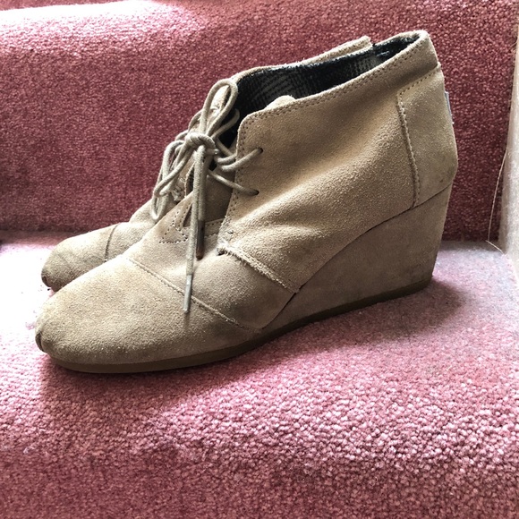 Sold on Mercari Toms Beige Wedge Booties - Picture 1 of 4